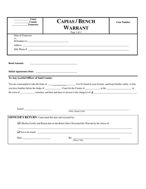 Under Tennessee law, arrest warrants are legal charging instruments that detail not only the specific criminal code that was allegedly violated, . . Capias warrant tennessee